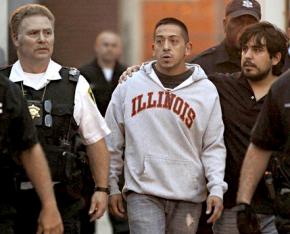 Paul Clavijo, one of the Chicago police officers charged with rape, walks out of Cook County Jail after posting bail