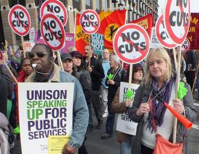 The London demonstration against austerity was estimated at 150,000 strong