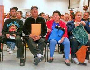 A crowded waiting area at a Social Security office in Washington Heights